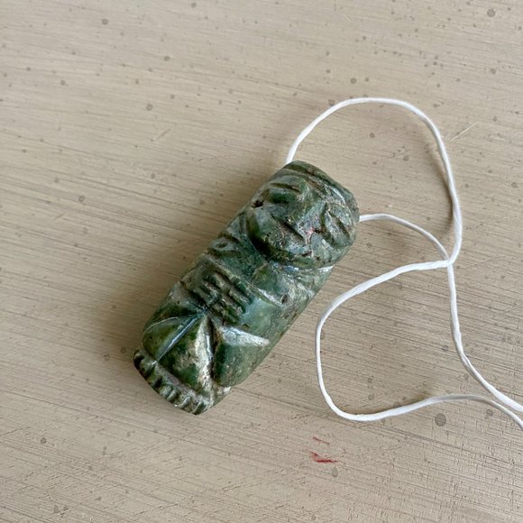 Vintage Handcarved Green Stone Talisman Pendant - Picture 5 of 13